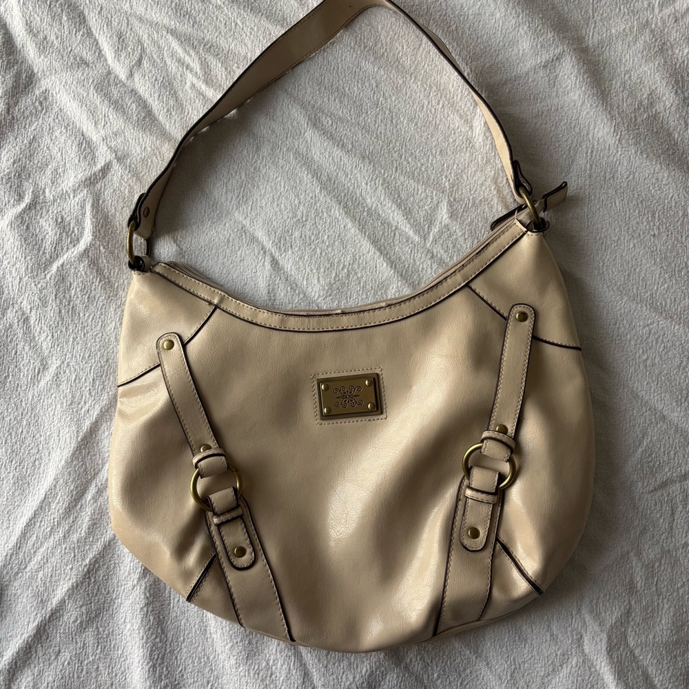 Cream Leather Shoulder Bag